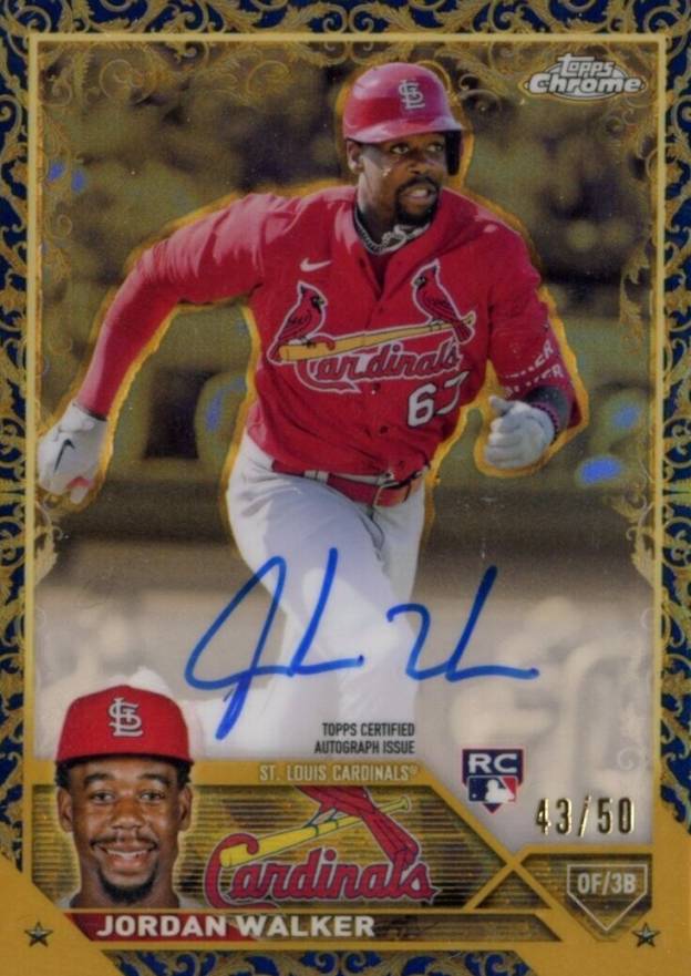 2023 Topps Gilded Collection Topps Chrome Gold Etch Autographs Jordan Walker #CGAJW Baseball Card