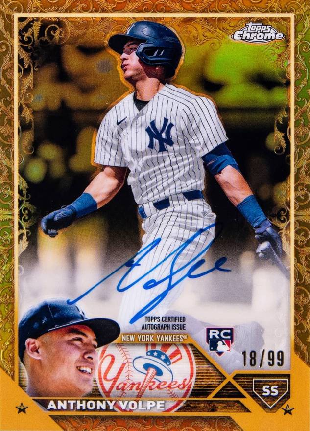 2023 Topps Gilded Collection Topps Chrome Gold Etch Autographs Anthony Volpe #CGAAV Baseball Card