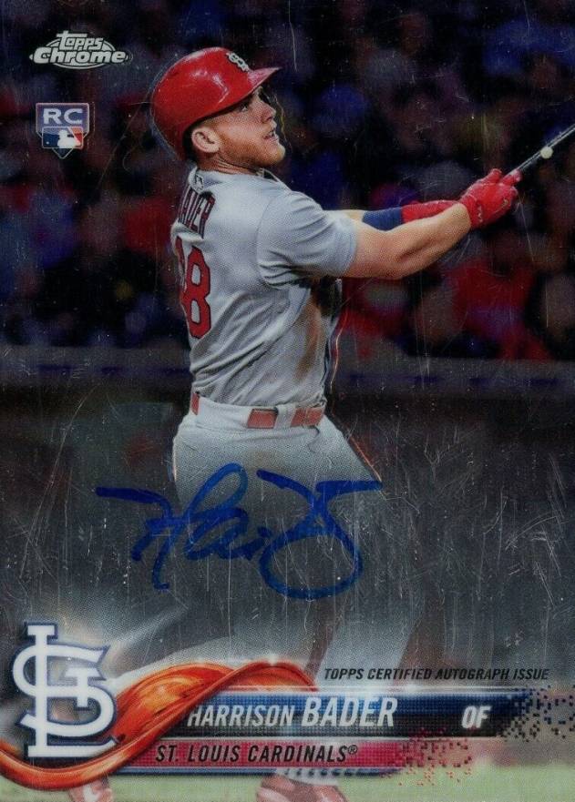 2018 Topps Chrome Rookie Autograph Harrison Bader #RA-HB Baseball Card