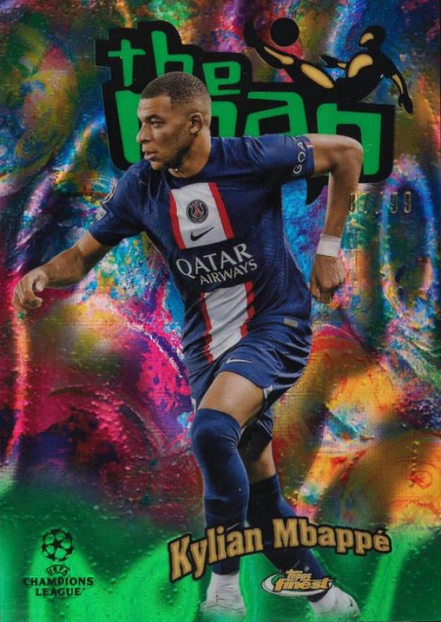 2022 Topps Finest UEFA Club Competitions the Man Kylian Mbappe #FTM8 Soccer Card