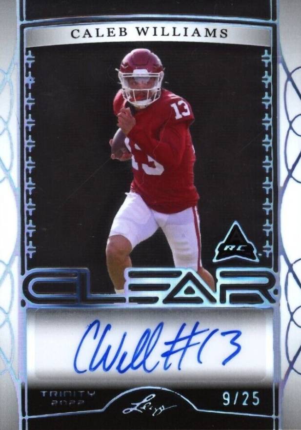 2022 Leaf Trinity Clear Autographs Caleb Williams #CACW2 Football Card