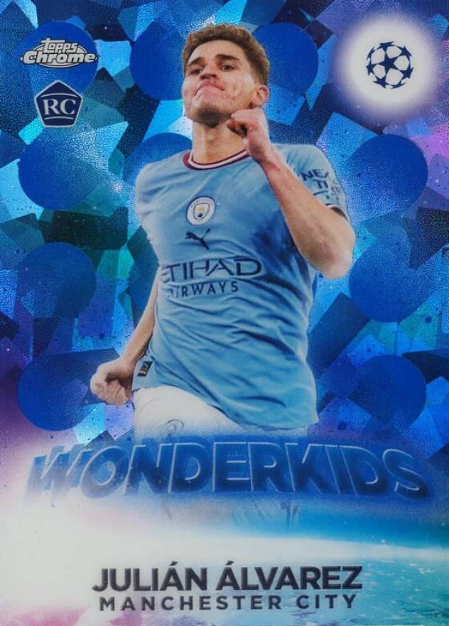 2022 Topps Chrome Sapphire Edition UEFA Club Competitions Wonderkids Julian Alvarez #W9 Soccer Card