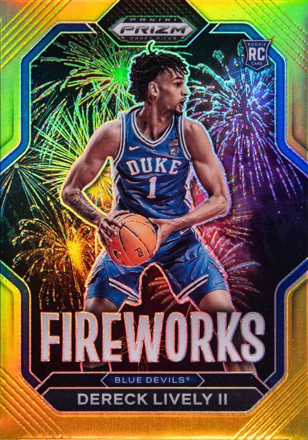 2023 Panini Prizm Draft Picks Fireworks Dereck Lively II #15 Basketball Card