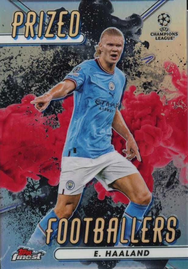 2022 Topps Finest UEFA Club Competitions Prized Footballers Fusion Erling Haaland #PFF15 Soccer Card