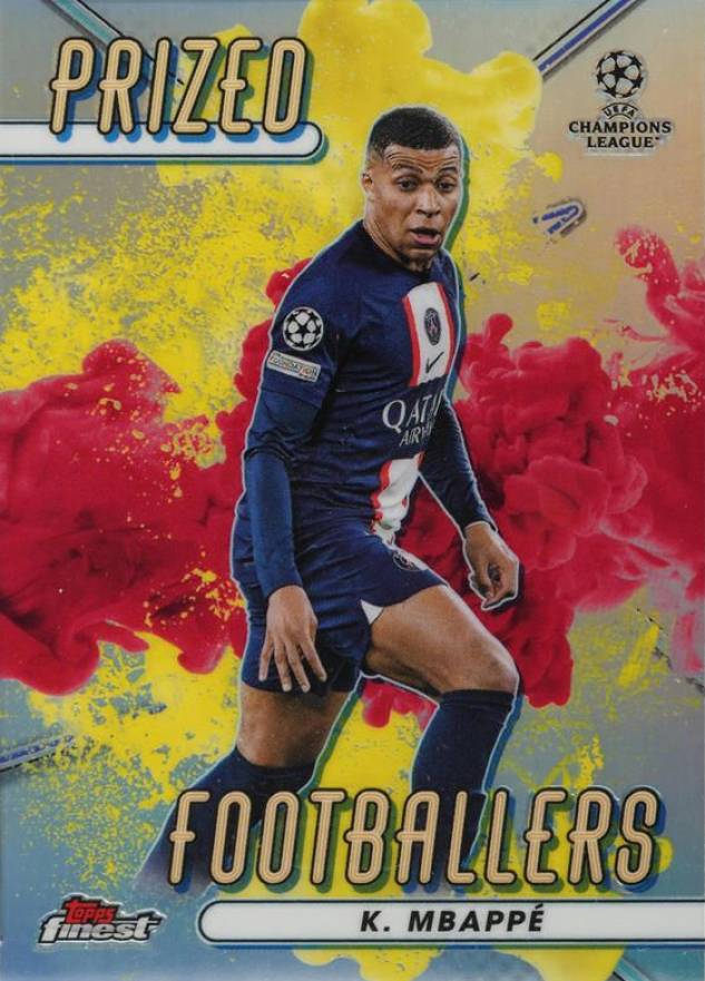 2022 Topps Finest UEFA Club Competitions Prized Footballers Fusion Kylian Mbappe #PFF17 Soccer Card