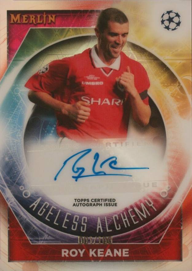 2022 Topps Merlin Chrome UEFA Club Competitions Ageless Alchemy Roy Keane #AA5 Soccer Card