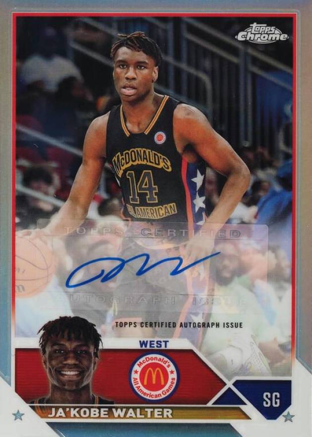 2023 Topps Chrome McDonald's All-American Autographs Ja'Kobe Walter #JW Basketball Card