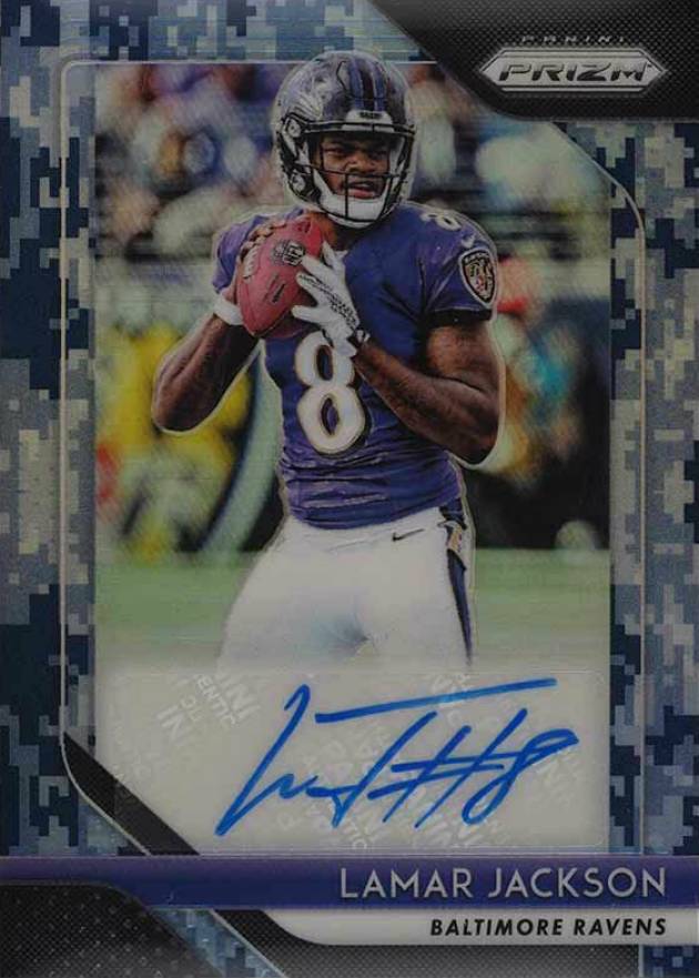 2018 Panini Prizm Rookie Autographs Lamar Jackson #LJ Football Card