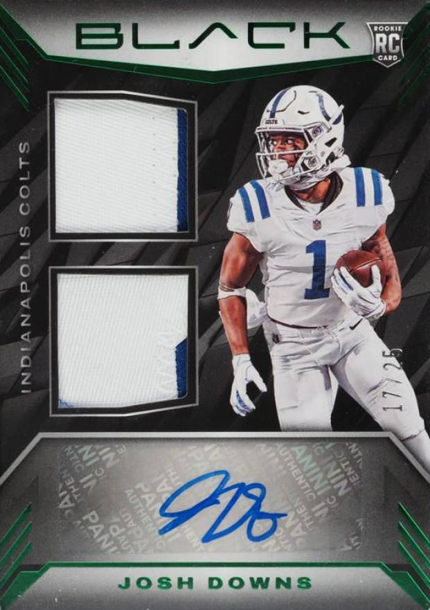 2023 Panini Black Rookie Signature Materials Josh Downs #RSM12 Football Card