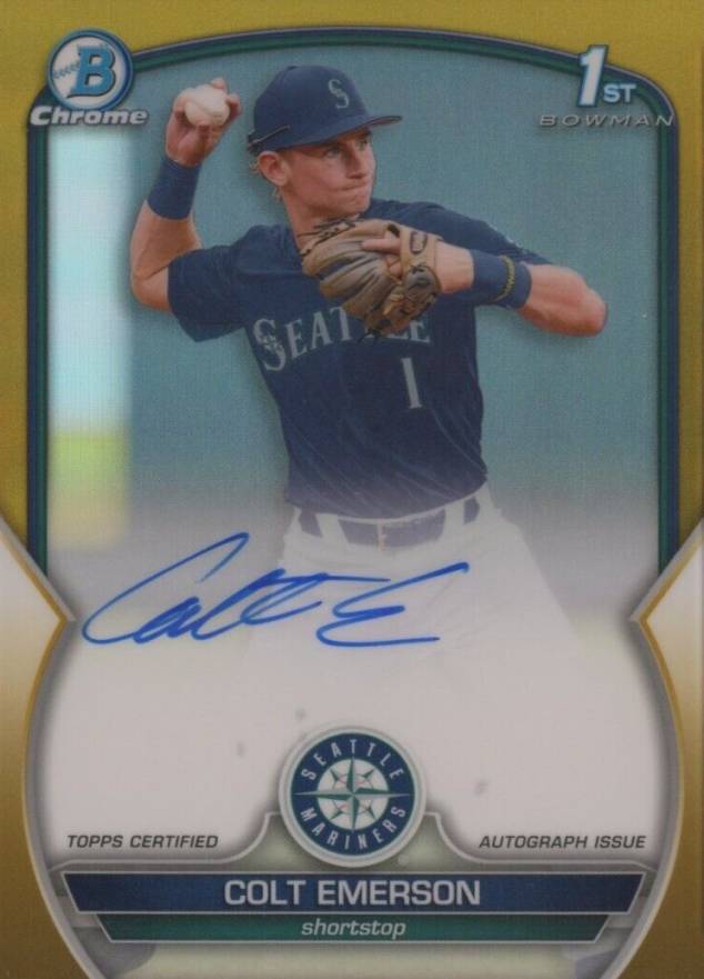 2023 Bowman Draft Chrome Prospect Autograph Colt Emerson #CDACE Baseball Card