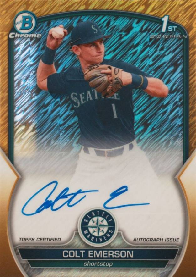 2023 Bowman Draft Chrome Prospect Autograph Colt Emerson #CDACE Baseball Card