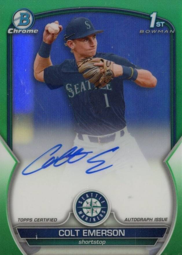 2023 Bowman Draft Chrome Prospect Autograph Colt Emerson #CDACE Baseball Card