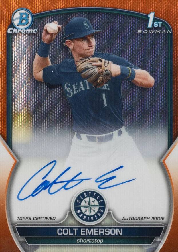 2023 Bowman Draft Chrome Prospect Autograph Colt Emerson #CDACE Baseball Card