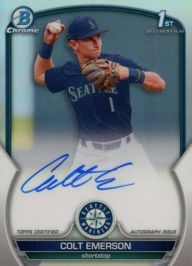 2023 Bowman Draft Chrome Prospect Autograph Colt Emerson #CDACE Baseball Card