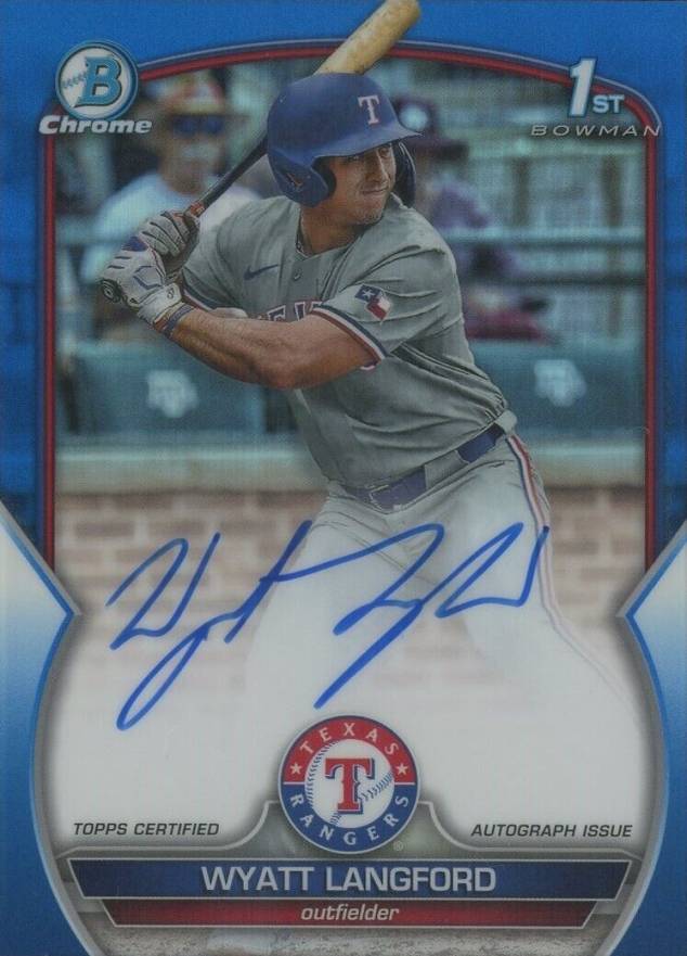 2023 Bowman Draft Chrome Prospect Autograph Wyatt Langford #CDAWL Baseball Card