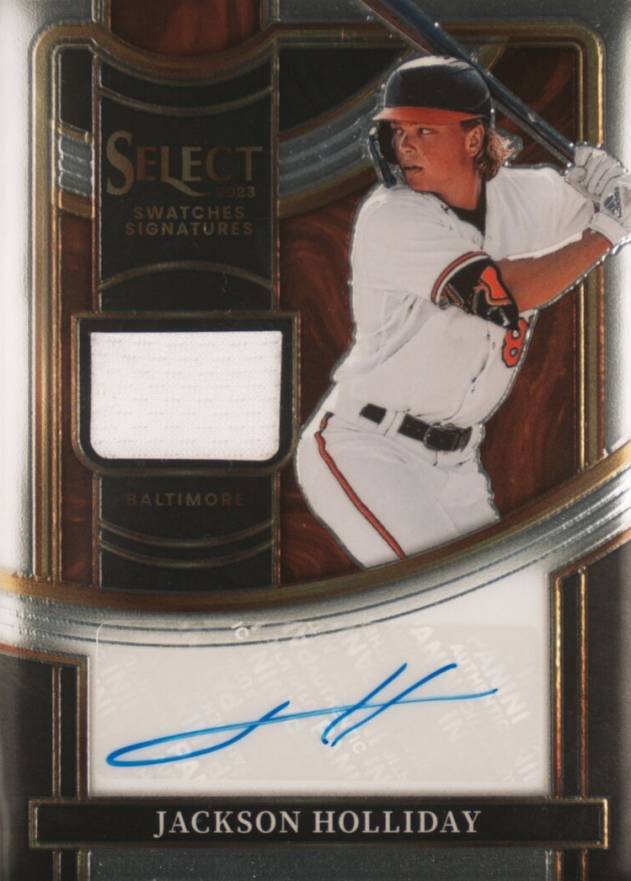 2023 Panini Select Select Swatches Signature Jackson Holliday #SSSJH Baseball Card