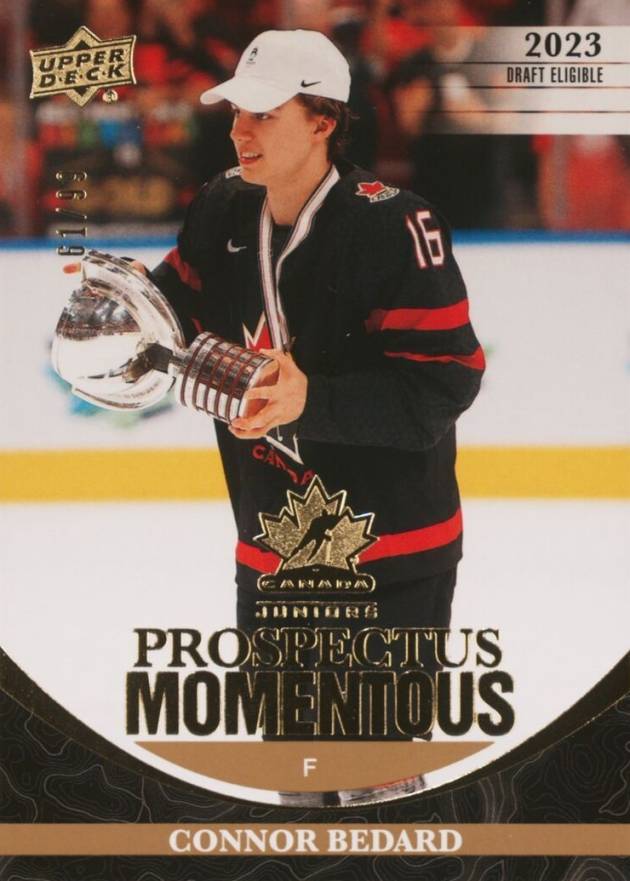 2023 Upper Deck Team Canada Juniors Prospectus Momentous Connor Bedard #PM36 Hockey Card