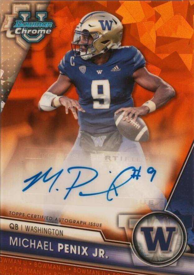 2023 Bowman University Chrome Sapphire Prospect Autograph Michael Penix Jr. #MPJ Football Card