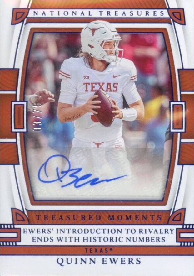 2023 Panini National Treasures Collegiate Treasured Moments Signatures Quinn Ewers #TMQE Football Card