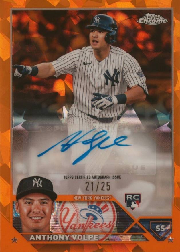 2023 Topps Chrome Update Sapphire Edition Autograph Anthony Volpe #AV Baseball Card