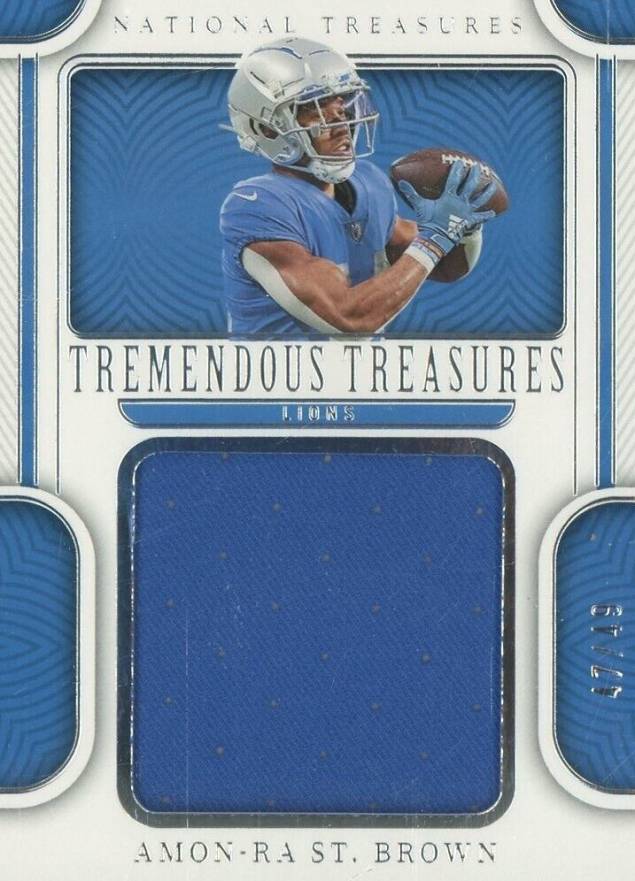 2022 Panini National Treasures Tremendous Treasures Material Amon-RA St. Brown #ASB Football Card