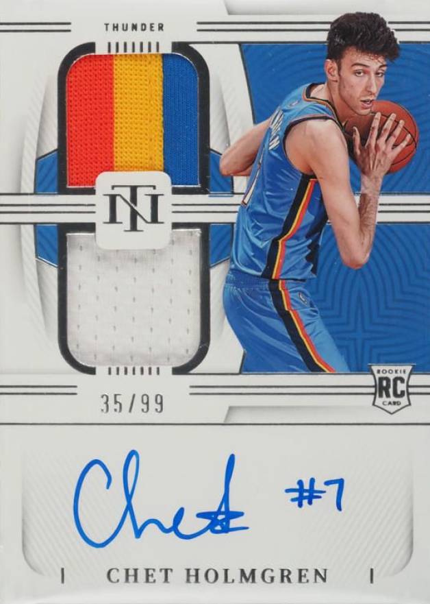 2022 Panini National Treasures Rookie Materials Autographs Dual Chet Holmgren #CHG Basketball Card