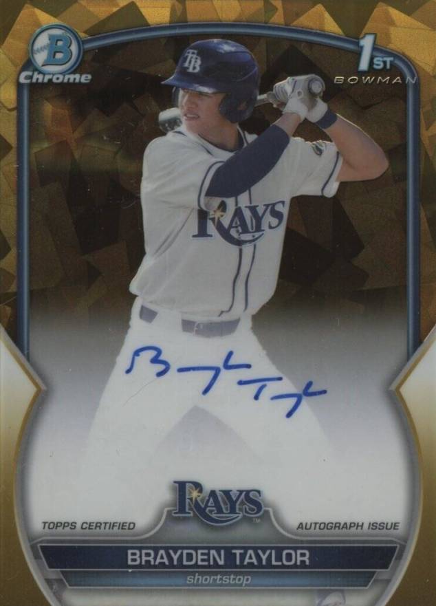 2023 Bowman Draft Sapphire Edition Chrome Prospect Autographs Brayden Taylor #CDABT Baseball Card