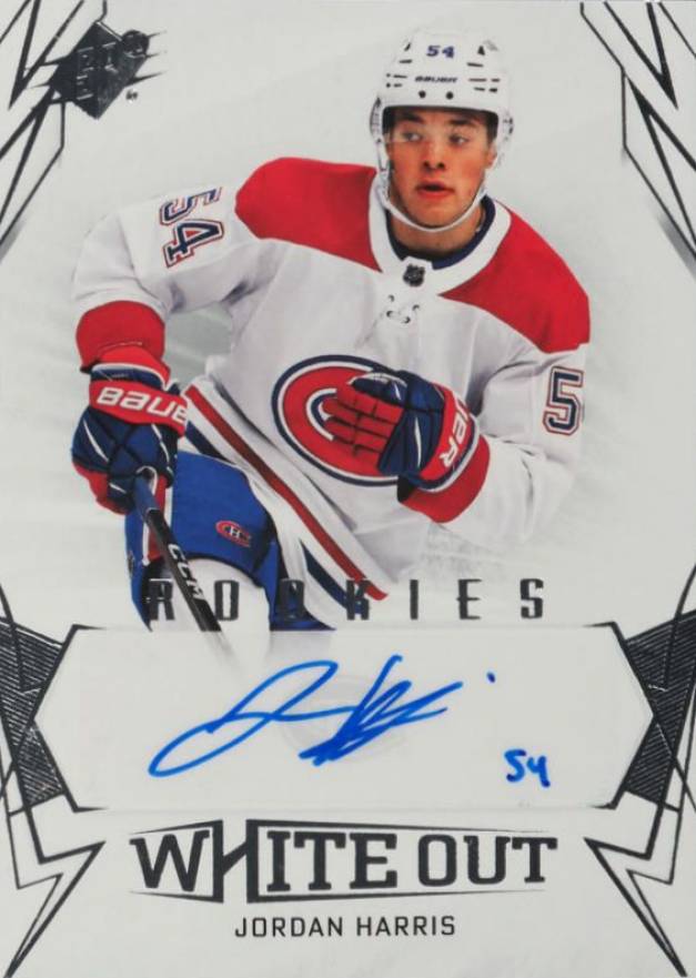 2022 SPx White Out Rookie Autographs Jordan Harris #WORJH Hockey Card