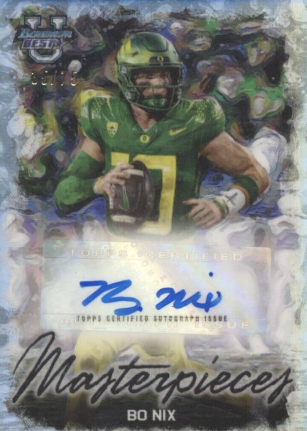 2023 Bowman University Best Bowman Masterpieces Autographs Bo Nix #BMABN Football Card