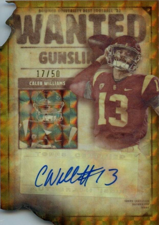 2023 Bowman University Best Gunslingers & Bandits Autographs Caleb Williams #GSCW Football Card