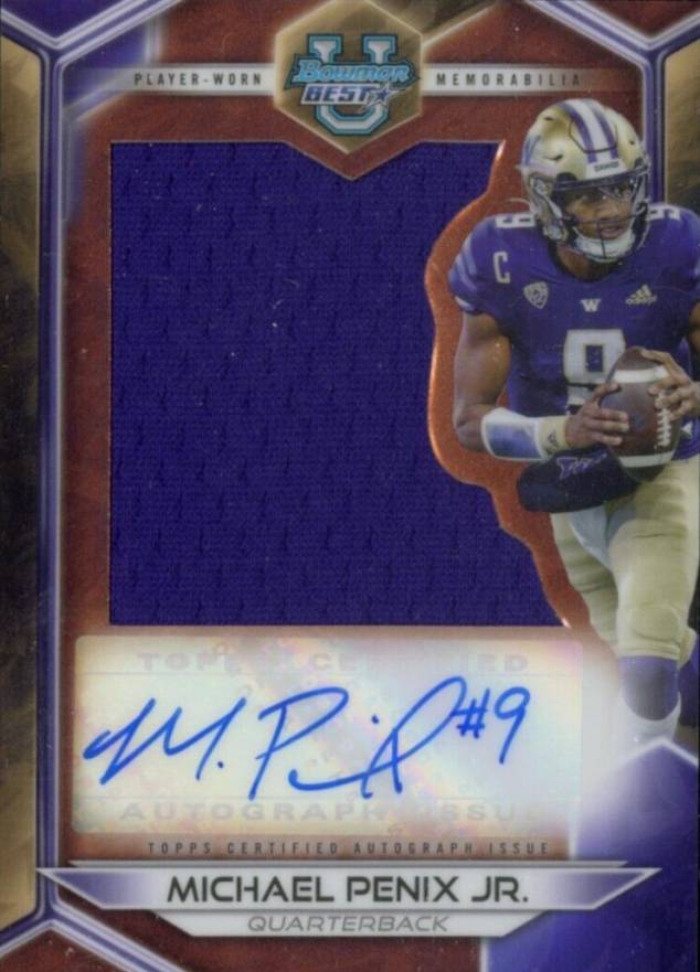 2023 Bowman University Best Prospect Jumbo Relic Autographs Michael Penix Jr. #JRAMP Football Card