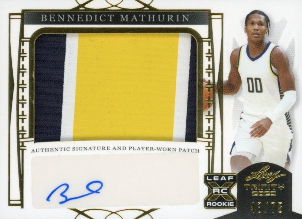 2022 Leaf Trinity Patch Autograph Bennedict Mathurin #PABM1 Basketball Card