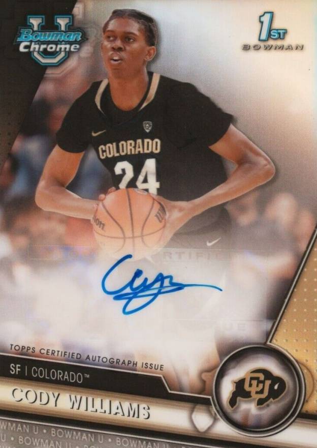 2023 Bowman University Chrome Bowman Chrome Prospects Autographs Cody Williams #CW Basketball Card