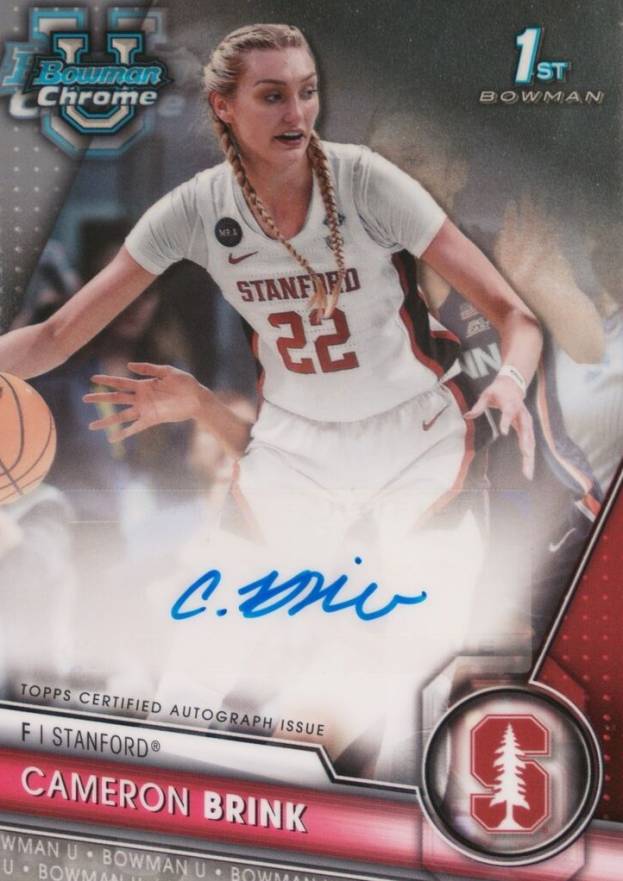 2023 Bowman University Chrome Bowman Chrome Prospects Autographs Cameron Brink #CBR Basketball Card