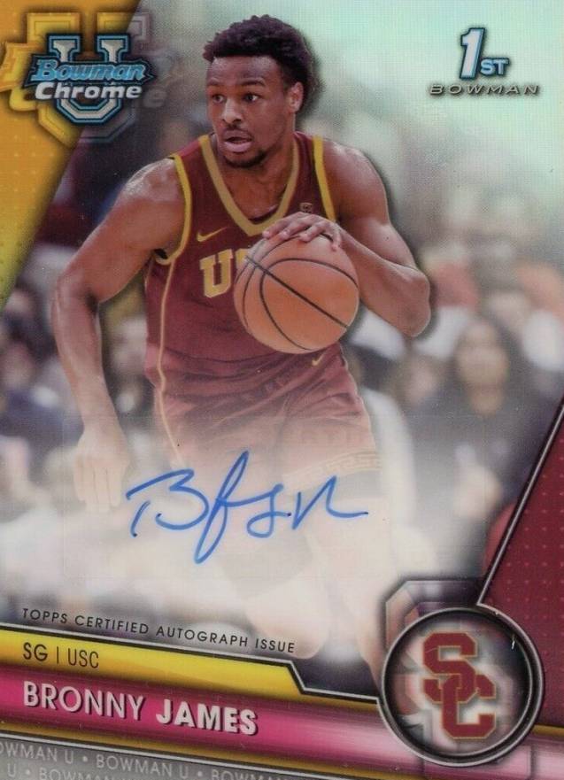 2023 Bowman University Chrome Bowman Chrome Prospects Autographs Bronny James #BJ Basketball Card