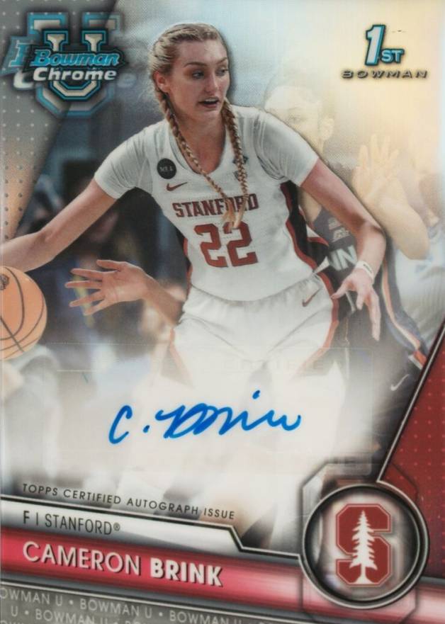 2023 Bowman University Chrome Bowman Chrome Prospects Autographs Cameron Brink #CBR Basketball Card