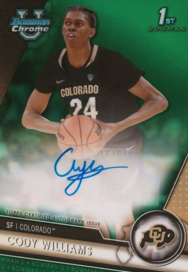 2023 Bowman University Chrome Bowman Chrome Prospects Autographs Cody Williams #CW Basketball Card