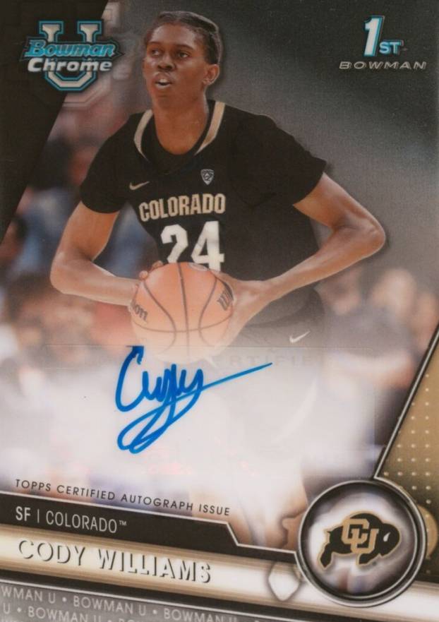 2023 Bowman University Chrome Bowman Chrome Prospects Autographs Cody Williams #CW Basketball Card