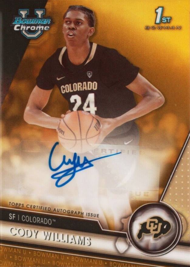 2023 Bowman University Chrome Bowman Chrome Prospects Autographs Cody Williams #CW Basketball Card