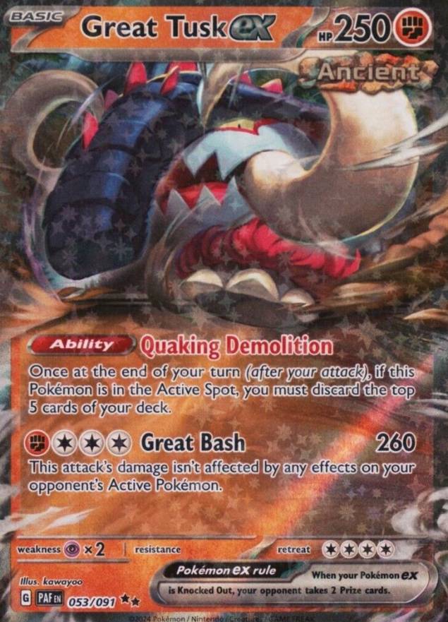 2024 Pokemon PAF EN-Paldean Fates Great Tusk EX #053 TCG Card