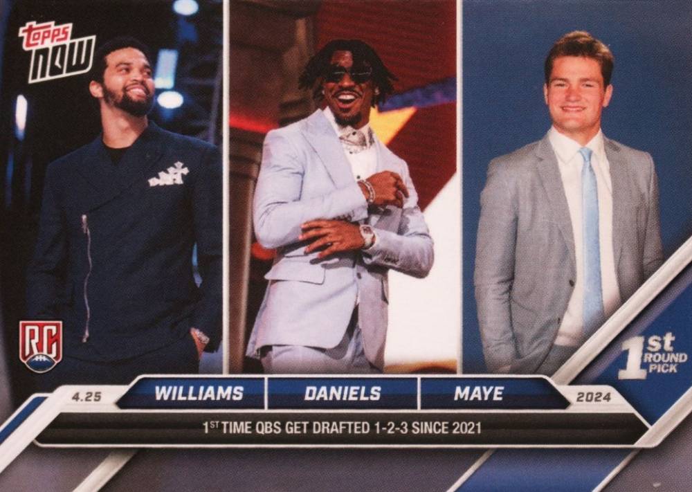 2024 Topps Now Caleb Williams/Drake Maye/Jayden Daniels #DTRIP Football Card