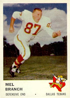 1961 Fleer Mel Branch #208 Football Card