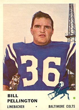 1961 Fleer Bill Pellington #36 Football Card