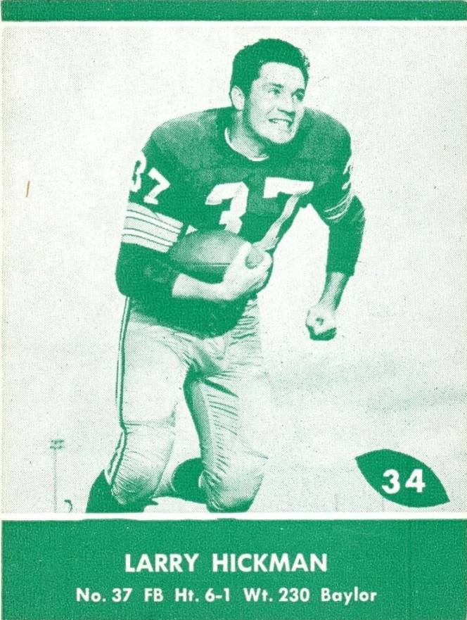 1961 Lake to Lake Packers Larry Hickman #34 Football Card