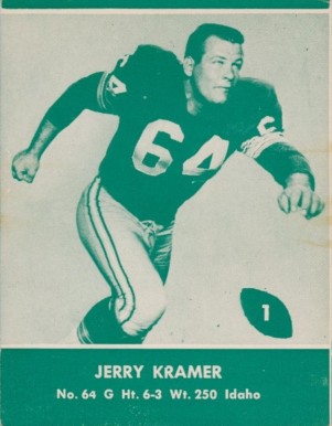 1961 Lake to Lake Packers Jerry Kramer #1 Football Card