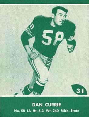 1961 Lake to Lake Packers Dan Currie #31 Football Card