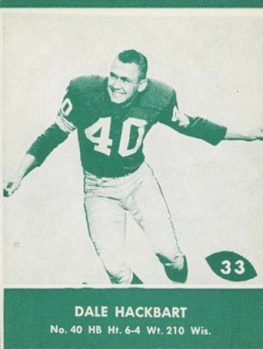 1961 Lake to Lake Packers Dale Hackbart #33 Football Card