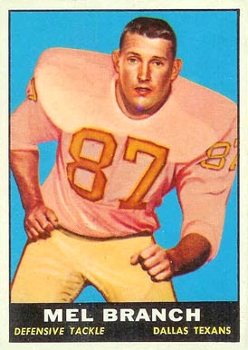 1961 Topps Mel Branch #134 Football Card