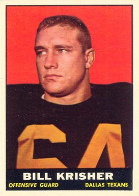 1961 Topps Bill Krisher #136 Football Card