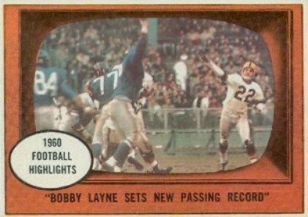 1961 Topps Layne Sets Passing Record #113 Football Card